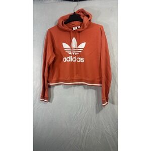 Adidas Cropped Pullover Hoodie Sweatshirt Women's Size S Drawstring Hoodie